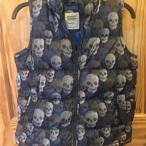 Old Navy Blue and Gray Skull Puffer Vest Boys M 8